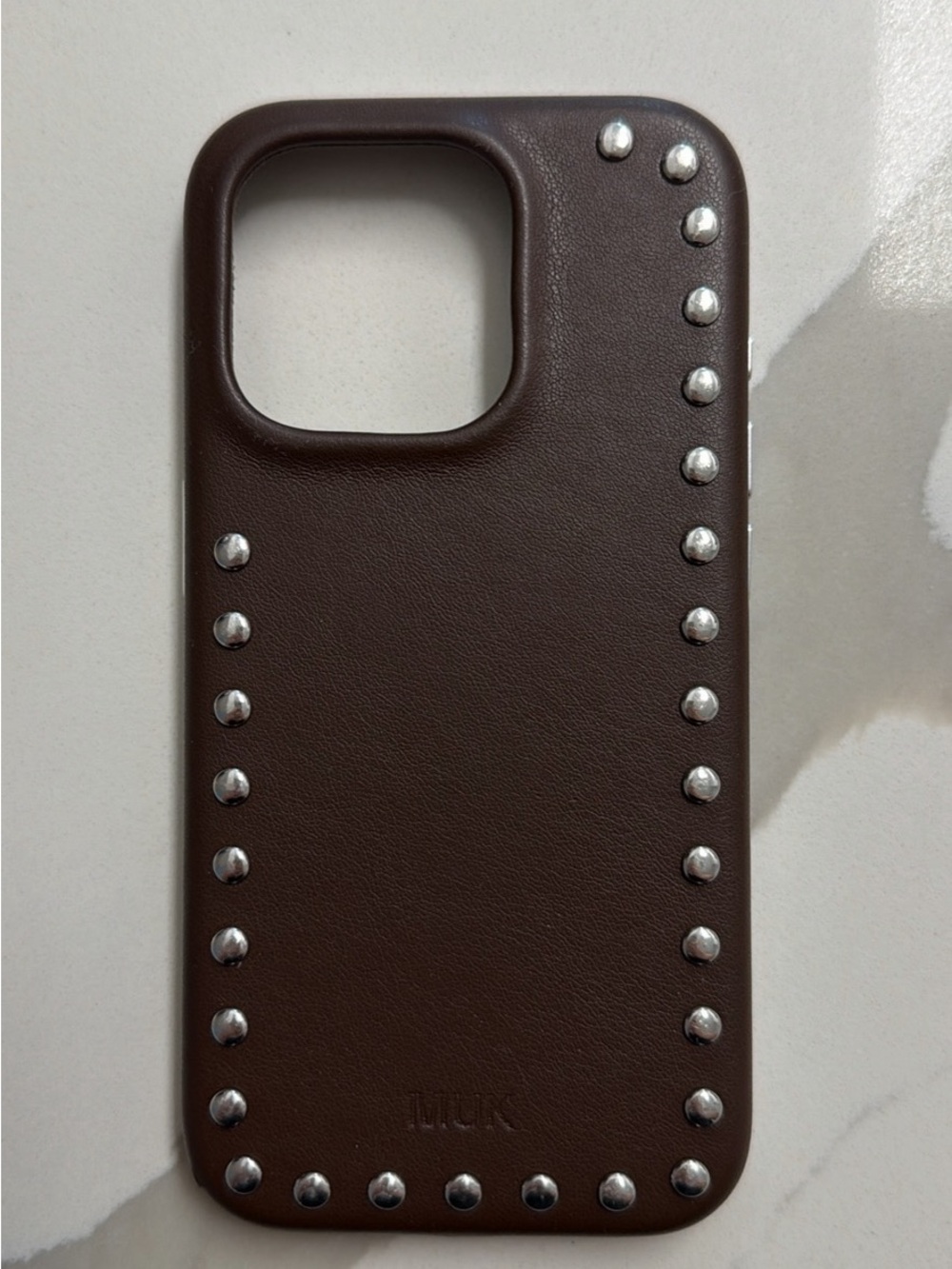Leather Studded Brown iPhone 15 Pro Case - MUK